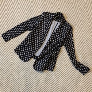H&M black and white printed blazer size 6